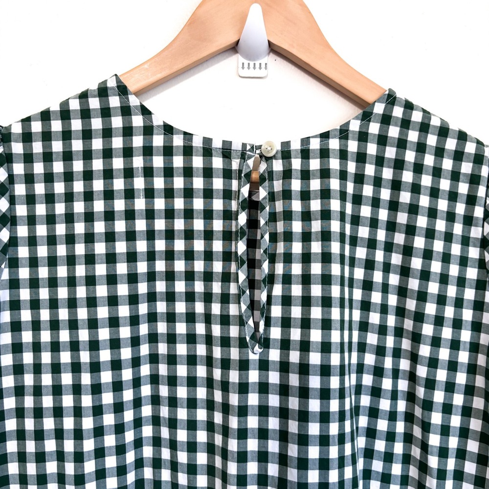 Tradlands Gingham Tiered Lagenlook Midi Dress Size S Green Minimalist Oversized - Picture 8 of 13